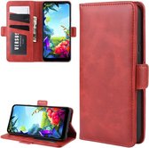 Voor LG K40S Wallet Stand Lederen mobiele telefoonhoes met portemonnee & houder & kaartsleuven (rood)