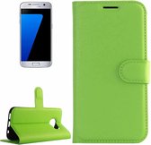 Voor Galaxy S7 / G930 Litchi Texture Horizontale Flip lederen tas met houder & kaartsleuven & portemonnee (groen)