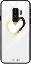 Voor Galaxy S9 Plus Mobiele telefoon Cover Glas Geschilderd Zachte hoes Edge TPU Mobiele beschermhoes (Wit voor liefde)