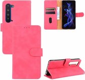 Voor Sharp Aquos R5G Effen Kleur Huidgevoel Magnetische Gesp Horizontale Flip Kalfsstructuur PU Lederen Case met Houder & Kaartsleuven & Portemonnee (Rose Rood)