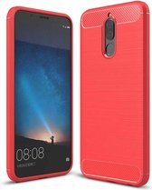 Voor Huawei Maimang 6 Geborsteld Koolstofvezel Textuur TPU Schokbestendig Antislip Zachte Beschermende Cover Case (Rood)