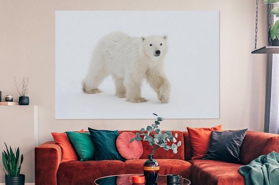 Tableaux sur Peintures Ours Polaire - Neige - Wit - 150x100 cm - Décoration murale