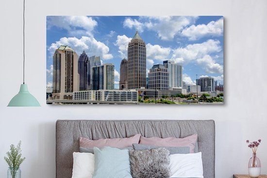 Canvas schilderij 160x80 cm - Wanddecoratie Skyline Atlanta, Verenigde Staten - Muurdecoratie woonkamer - Slaapkamer decoratie - Kamer accessoires - Schilderijen