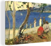 Canvas Schilderij Bij de zee - Schilderij van Paul Gauguin - 120x90 cm - Wanddecoratie