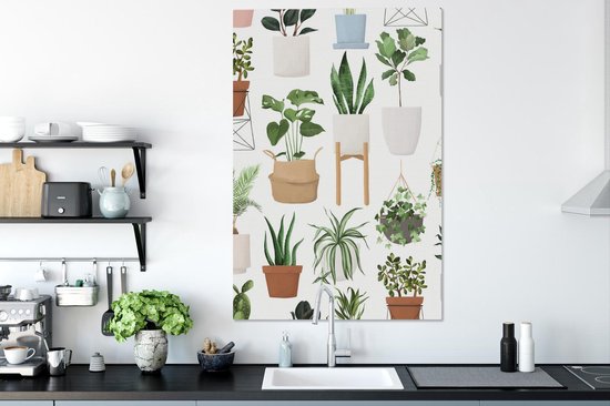Illustration de différentes plantes sur fond blanc 90x140 cm - Tirage photo sur toile (Décoration murale salon / chambre)