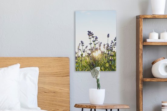 Gros plan de lavande au coucher du soleil 20x30 cm - petit - Tirage photo sur toile (Décoration murale salon / chambre) / Peintures Fleurs sur toile