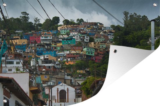 Muurdecoratie Kleurrijke favela rond Caracas in tropisch Venezuela - 180x120 cm - Tuinposter - Tuindoek - Buitenposter