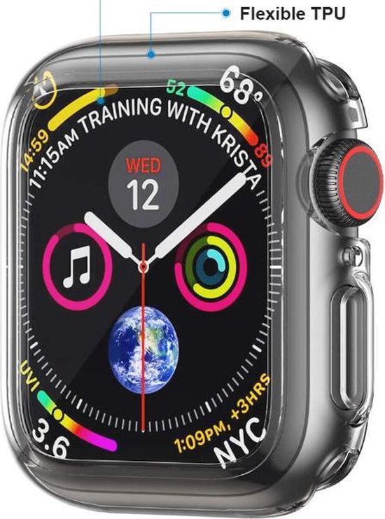 Geschikt voor Apple Watch TPU Case - Maat: 40mm - transparant - hoesje - beschermhoes - protector - bescherming - Merkloos