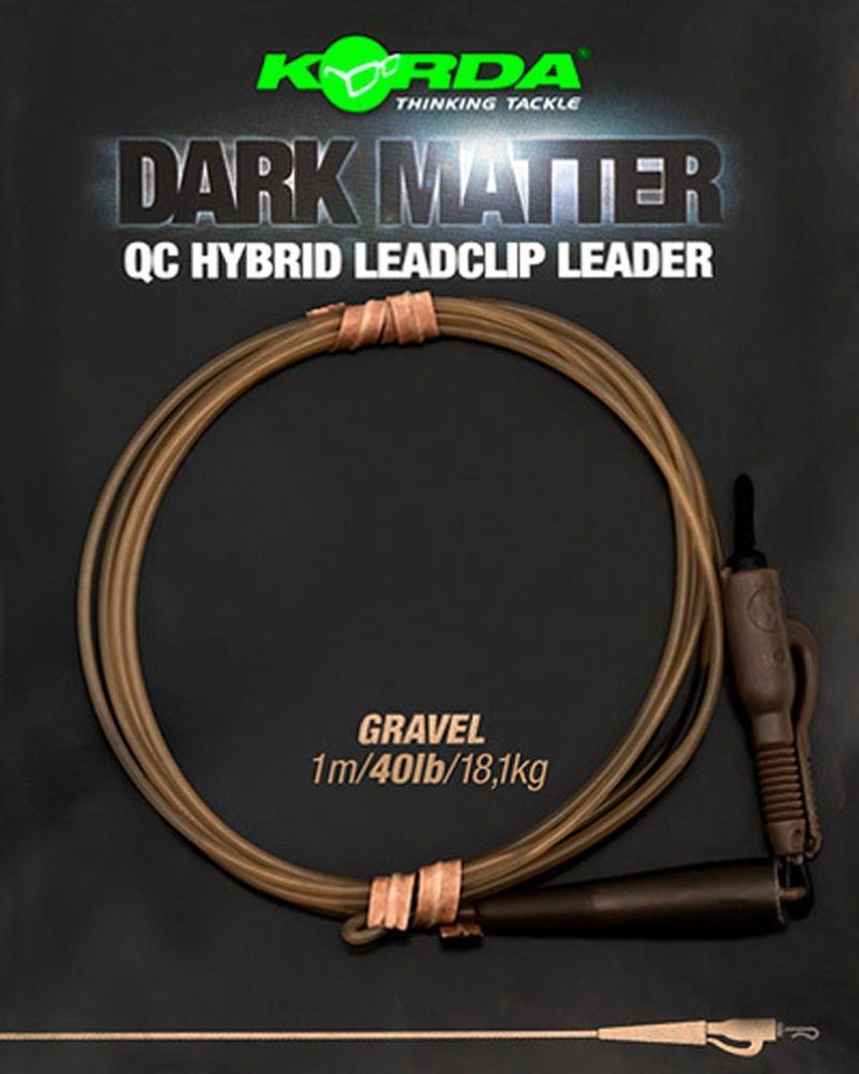 Korda Dark Matter Leader QC Hybrid Clip - Gravel - 40lb - 50cm - Gravel