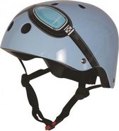 Kinderhelm - Helm voor kinderen - blauwe helm - Kiddimoto helm blue goggle , medium