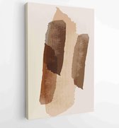 Botanical wall art vector set. Earth tone boho foliage line art drawing with abstract shape. 4 - Moderne schilderijen – Vertical – 1825047539 - 80*60 Vertical