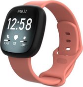 By Qubix geschikt voor Fitbit Versa 3 - Fitbit Versa 4 - Fitbit Sense 1 - Fitbit Sense 2 Sportbandje - Koraal - Maat: M-L Smartwatchbandje bandje Armband Polsband Strap Band Watchband