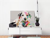 Doe-het-zelf op canvas schilderen - Colourful Puppy-60x40