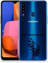 Telefoonhoesje Samsung Galaxy A20s Back Cover Siliconen Hoesje Transparant Gun Don't Touch My Phone