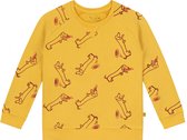 Smitten Organic Unisex Sweater in Sea Annemone geel met all-over 'Teckel Billy at Beach' print
