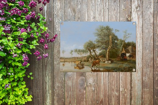 La vache réfléchissante - Peinture de Paulus Potter Jardin poster 40x30 cm - petit - Toile de jardin / Toile d'extérieur / Peintures d'extérieur (décoration de jardin)