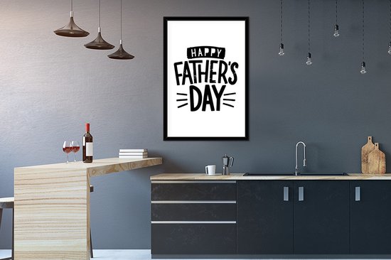 Photo dans le cadre - Présent pour la Vaderdag - HEUREUX DES DAY - Cadre photo blanc 60x90 cm - affiche dans le cadre (Décoration murale salon / chambre à coucher)