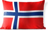 Sierkussen Vlag Noorwegen voor buiten - Afbeelding van de vlag van Noorwegen - 60x40 cm - rechthoekig weerbestendig tuinkussen / tuinmeubelkussen van polyester