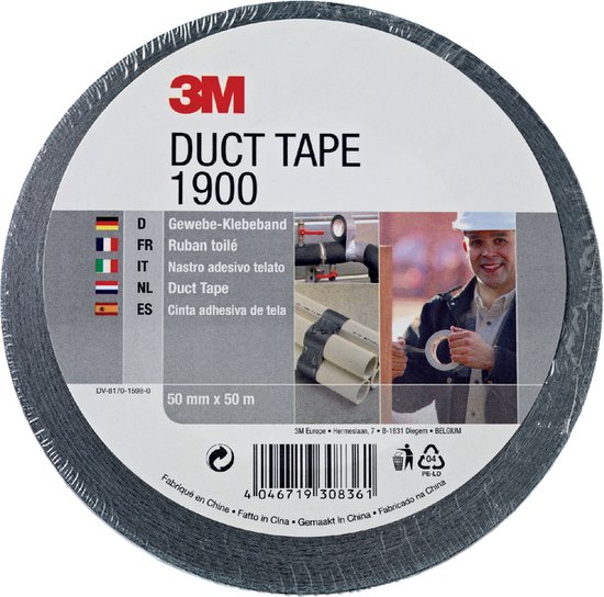 3M 1900 Duct Tape - 50M x 50MM - Zwart - 3M