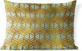 Buitenkussens - Tuin - Luxe patroon gemaakt van gouden lijnen tegen een groene achtergrond - 60x40 cm