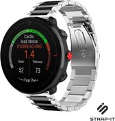 Stalen Smartwatch bandje - Geschikt voor  Polar Vantage M / M2 stalen band - zilver/zwart - Strap-it Horlogeband / Polsband / Armband