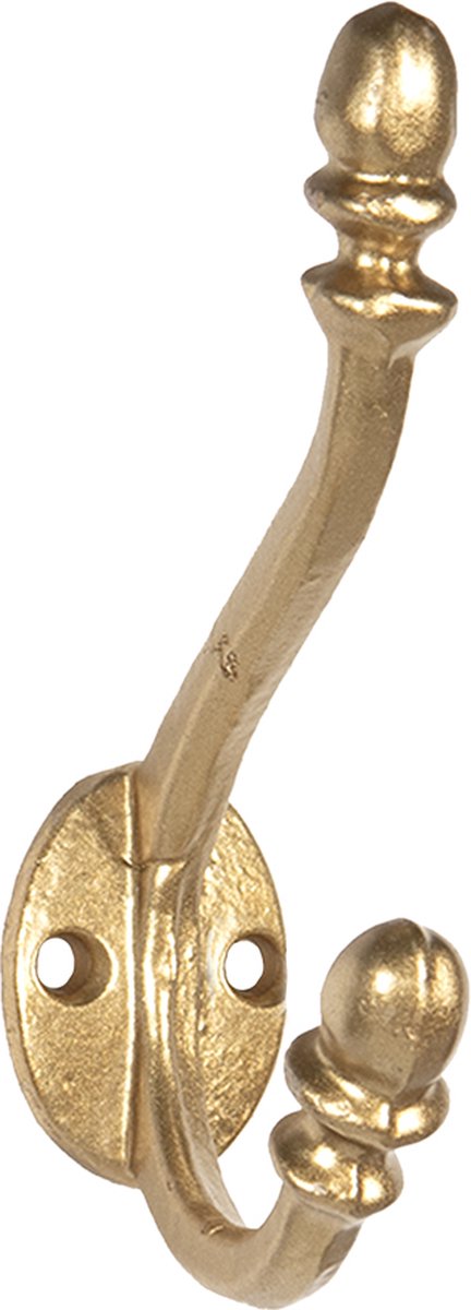 Clayre & Eef Wandhaak 3x8x12 cm Goudkleurig IJzer