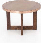 Houten bijzettafel rond 35x50 cm – Bijzet tafel Vintage Look – Duurzaam bijzettafel hout - Perfecthomeshop