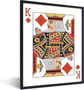 Fotolijst incl. Poster - Illustratie van een ruiten koning speelkaart - 60x80 cm - Posterlijst