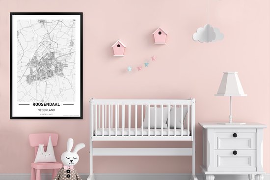 Affiche avec cadre Plan de la ville Roosendaal - 80x120 cm - Carte
