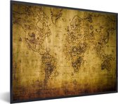 Cadre photo nautique carte du monde historique noir 80x60 cm