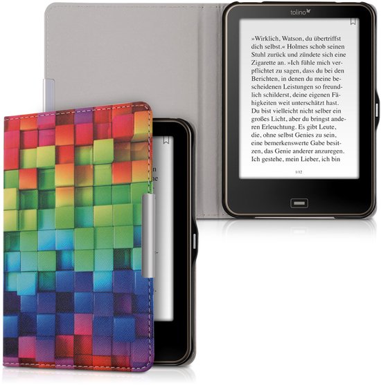 kwmobile e-reader hoesje geschikt voor Tolino Vision 1 / 2 / 3 / 4 HD hoes - E reader flip case met magnetische sluiting - Ereader cover - Regenboog Kusbussen design in meerkleurig / groen / blauw van kwmobile — afbeelding 5