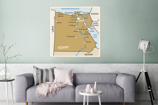 Affiche illustration marron d'Egypte 100x100 cm - Tirage photo sur Poster (décoration murale salon / chambre) / Affiche Afrique