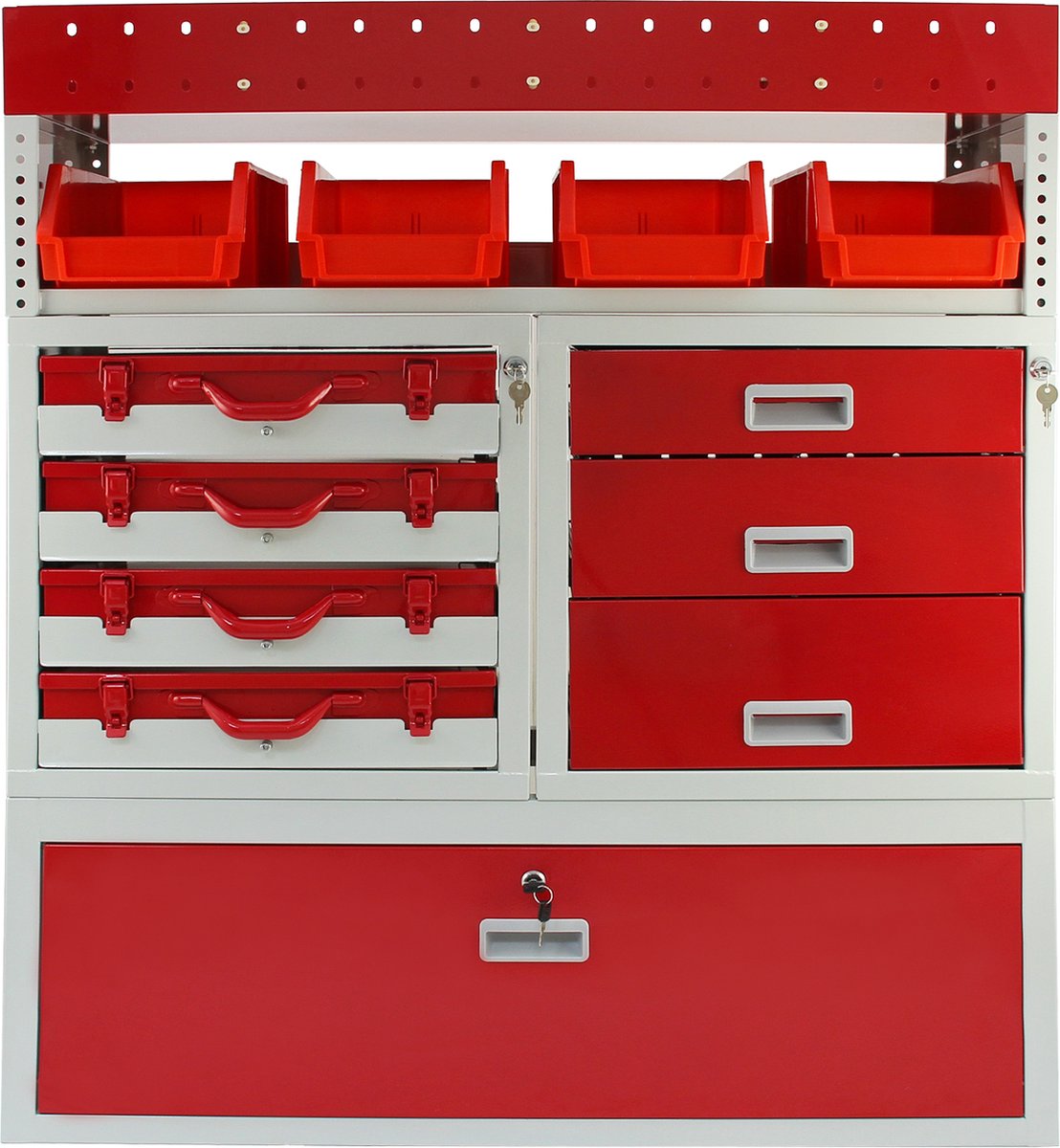 Metalen businrichting - rood - 101,6x115,8x36 cm - 4 lades