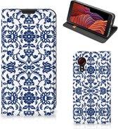 Book Case Samsung Galaxy Xcover 5 Enterprise Edition | Samsung Xcover 5 Telefoon Hoesje Flower Blue