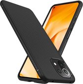 Xiaomi Mi 11 Lite 4G / 5G Hoesje Twill Slim Textuur Back Cover Zwart