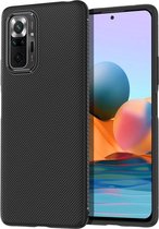 Xiaomi Redmi Note 10 Pro Hoesje Twill Slim Textuur Back Cover Zwart