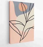 Botanical wall art vector set. Earth tone boho foliage line art drawing with abstract shape. 3 - Moderne schilderijen – Vertical – 1881805189 - 50*40 Vertical