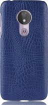 Motorola Moto G7 Power Hoesje - Mobigear - Croco Serie - Hard Kunststof Backcover - Blauw - Hoesje Geschikt Voor Motorola Moto G7 Power