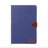 Samsung Galaxy Tab S4 10.5 Hoes - Mobigear - Denim Serie - Katoen Bookcase - Donkerblauw - Hoes Geschikt Voor Samsung Galaxy Tab S4 10.5