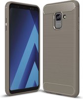 Samsung Galaxy A8 (2018) Hoesje - Mobigear - Brushed Slim Serie - TPU Backcover - Grijs - Hoesje Geschikt Voor Samsung Galaxy A8 (2018)