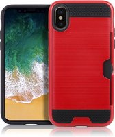 Apple iPhone XR Hoesje - Mobigear - Brushed Card Serie - Hard Kunststof Backcover - Rood - Hoesje Geschikt Voor Apple iPhone XR