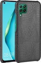 Huawei P40 Lite Hoesje - Mobigear - Croco Serie - Hard Kunststof Backcover - Zwart - Hoesje Geschikt Voor Huawei P40 Lite