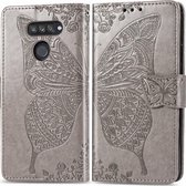 LG K50s Hoesje - Mobigear - Butterfly Serie - Kunstlederen Bookcase - Grijs - Hoesje Geschikt Voor LG K50s