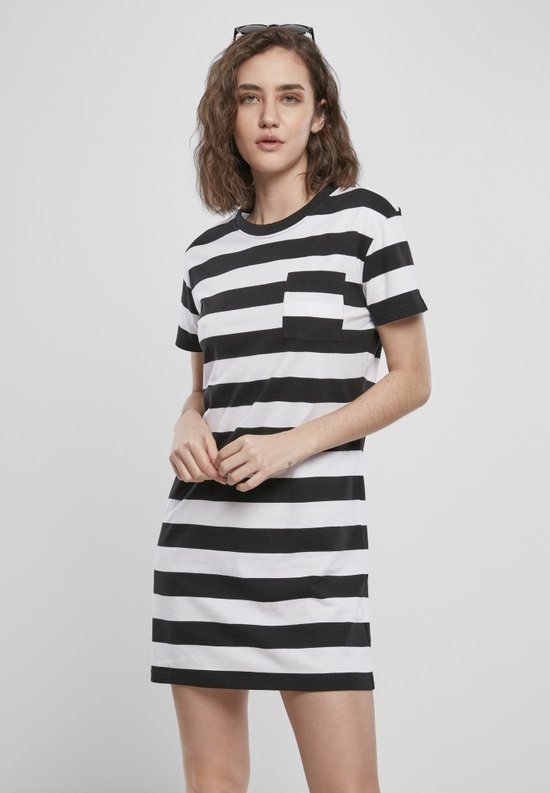 Urban Classics - Stripe Boxy Tee Korte jurk - S - Zwart/Wit
