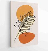 Botanical wall art vector set. Earth tone boho foliage line art drawing with abstract shape. 3 - Moderne schilderijen – Vertical – 1866300556 - 80*60 Vertical