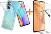 Samsung A52 hoesje transparant - Galaxy A52 hoesje casesiliconen hoesjes cover hoes - Hoesje Samsung A52 - 2X Samsung A52 Screenprotector