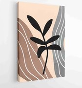 Botanical wall art vector background set. Foliage line art drawing with watercolor 4 - Moderne schilderijen – Vertical – 1904693047 - 80*60 Vertical