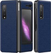 Voor Samsung Galaxy Fold 5G / Fold 4G Leather Texture + PC Full Coverge Folding Case (Blue Litchi Texture)