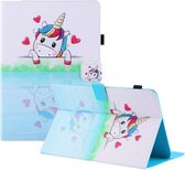 Universele gekleurde tekening horizontale flip PU lederen tas met houder & kaartsleuven & portemonnee, specificatie: 10 inch (liefdevolle eenhoorn)