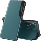 Voor Samsung Galaxy A02 zijscherm magnetisch schokbestendig horizontaal flip lederen tas met houder (groen)